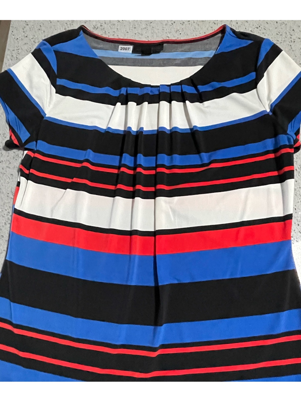 Worthington Short-Sleeve Striped Tee in Blue, Black, White & Red